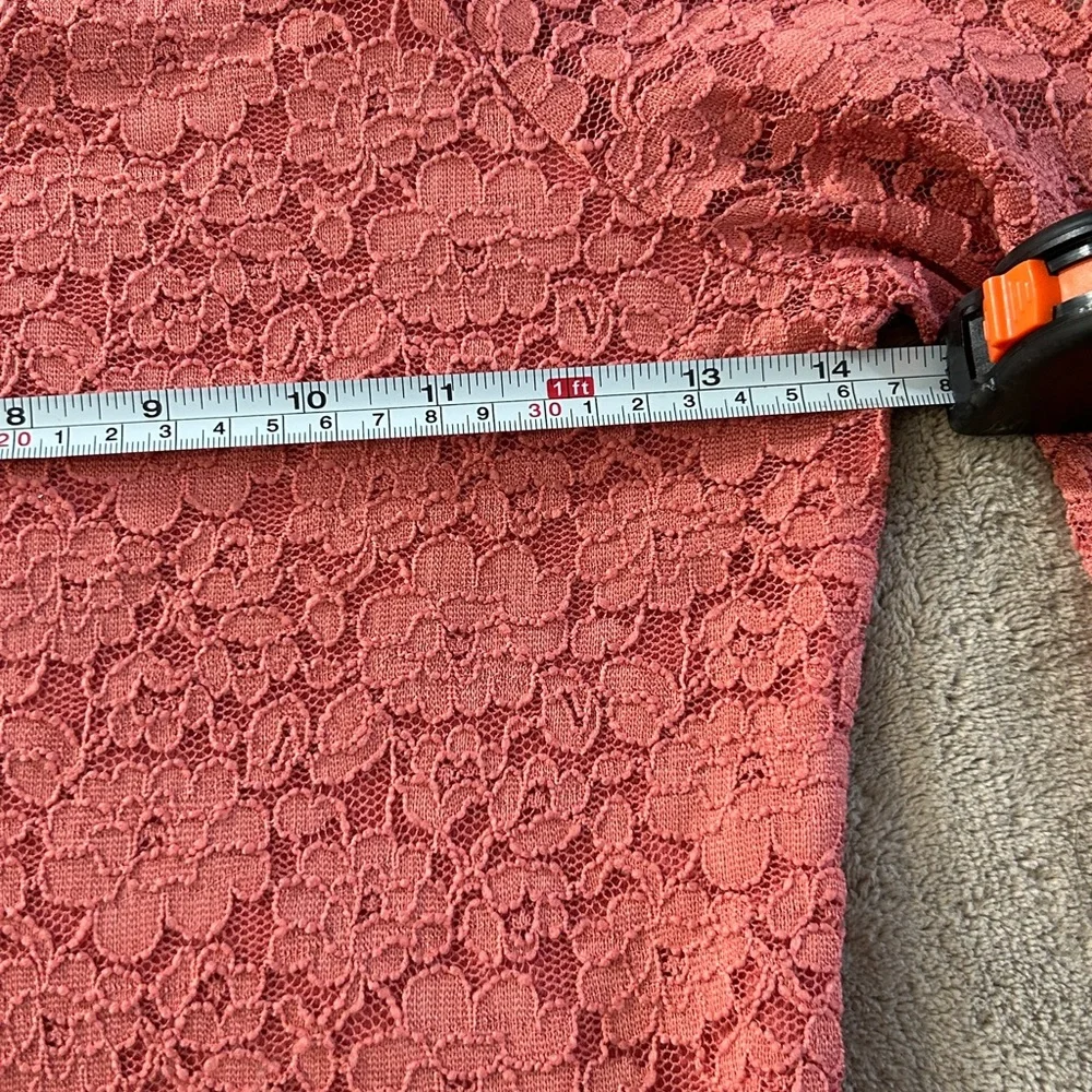 Abercrombie Kids Tween Girls Long Sleeve Square Neck Lace Top 11/12 Coral Peach - Picture 6 of 7